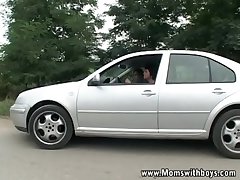 Car Niminy-piminy Granny Gets Help With an increment of Fucked