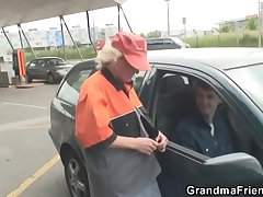 Granny is picked up together with fucked thither the fields