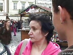 Old granny tourist jumps on his cock