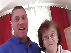 76yr age-old Thin Granny Marcela Sucks Fucked and Cummed On