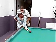 In flames haired german full-grown fucked on a pool table